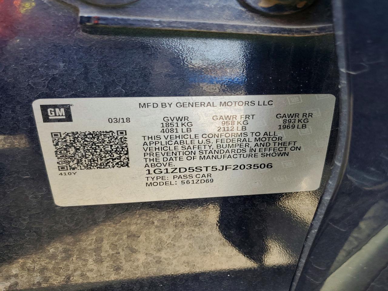 2018 CHEVROLET MALIBU LT photo 12