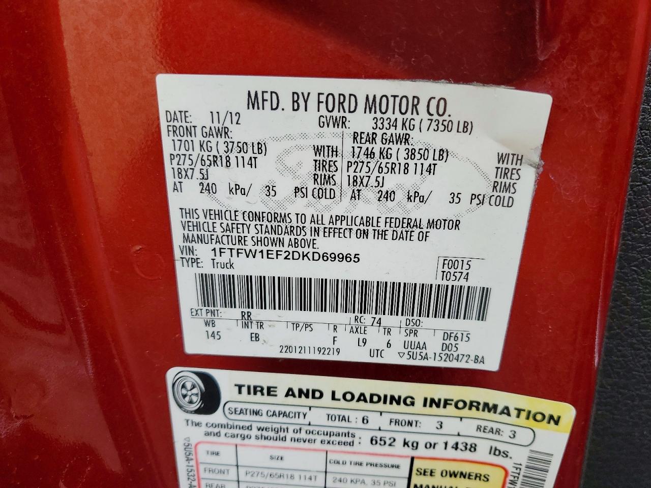 2013 FORD F150 SUPERCREW photo 13
