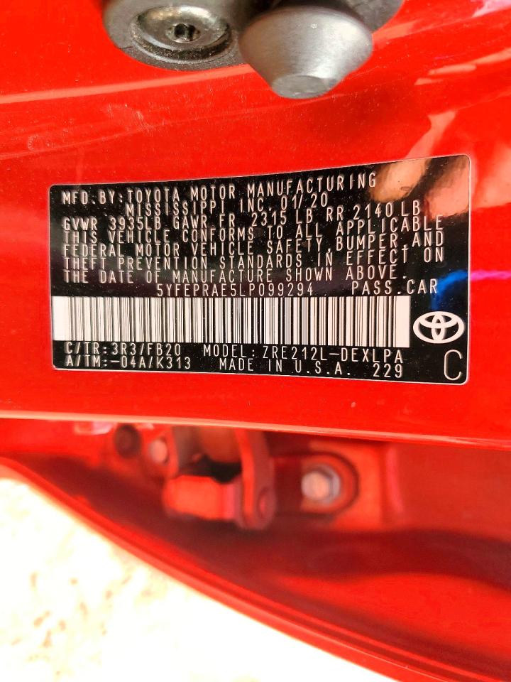 2020 TOYOTA COROLLA LE photo 12