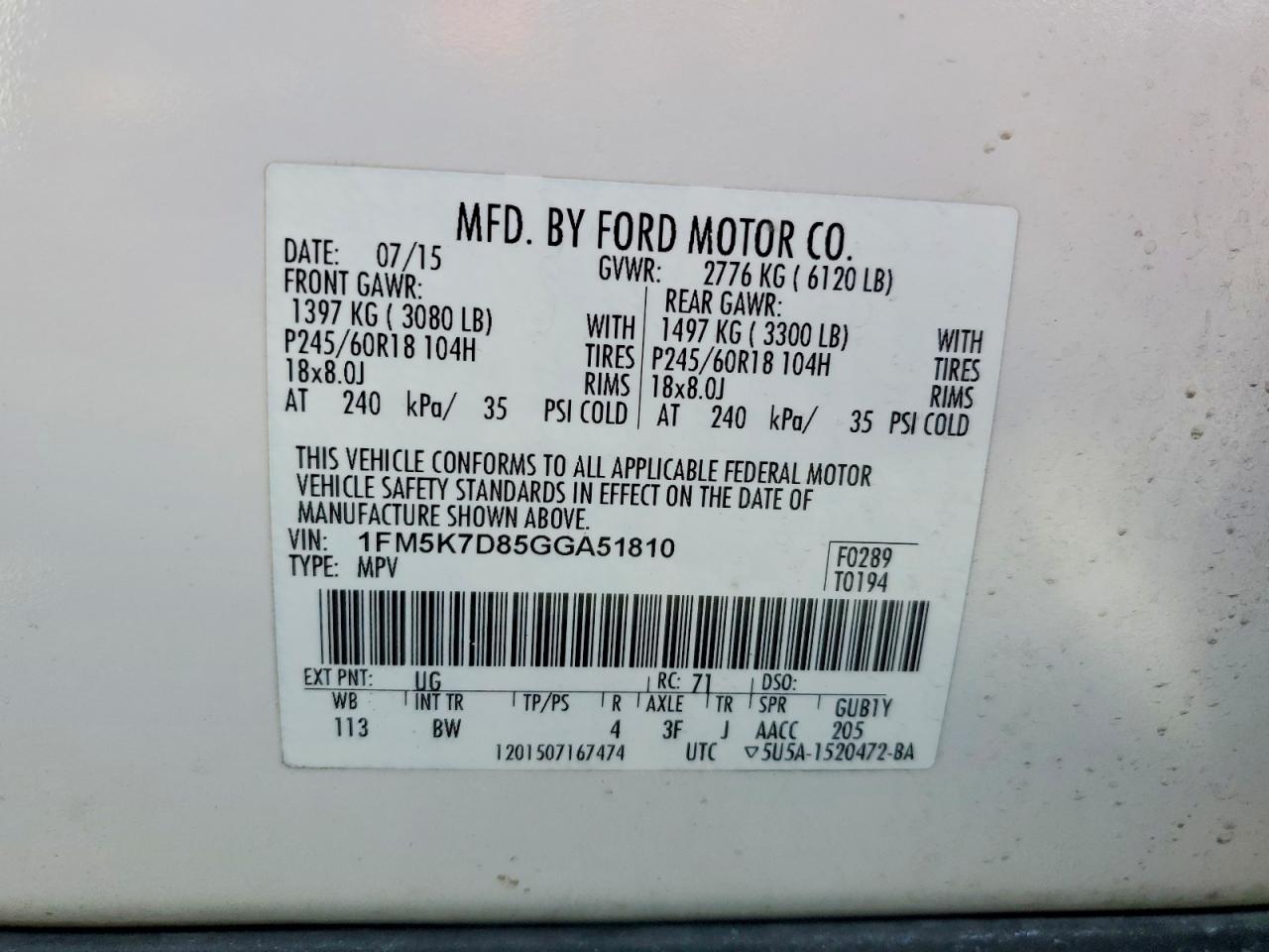 2016 FORD EXPLORER XLT photo 37