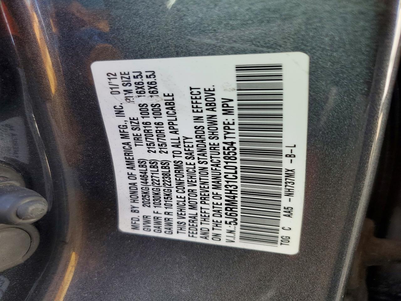 2012 HONDA CR-V LX photo 13