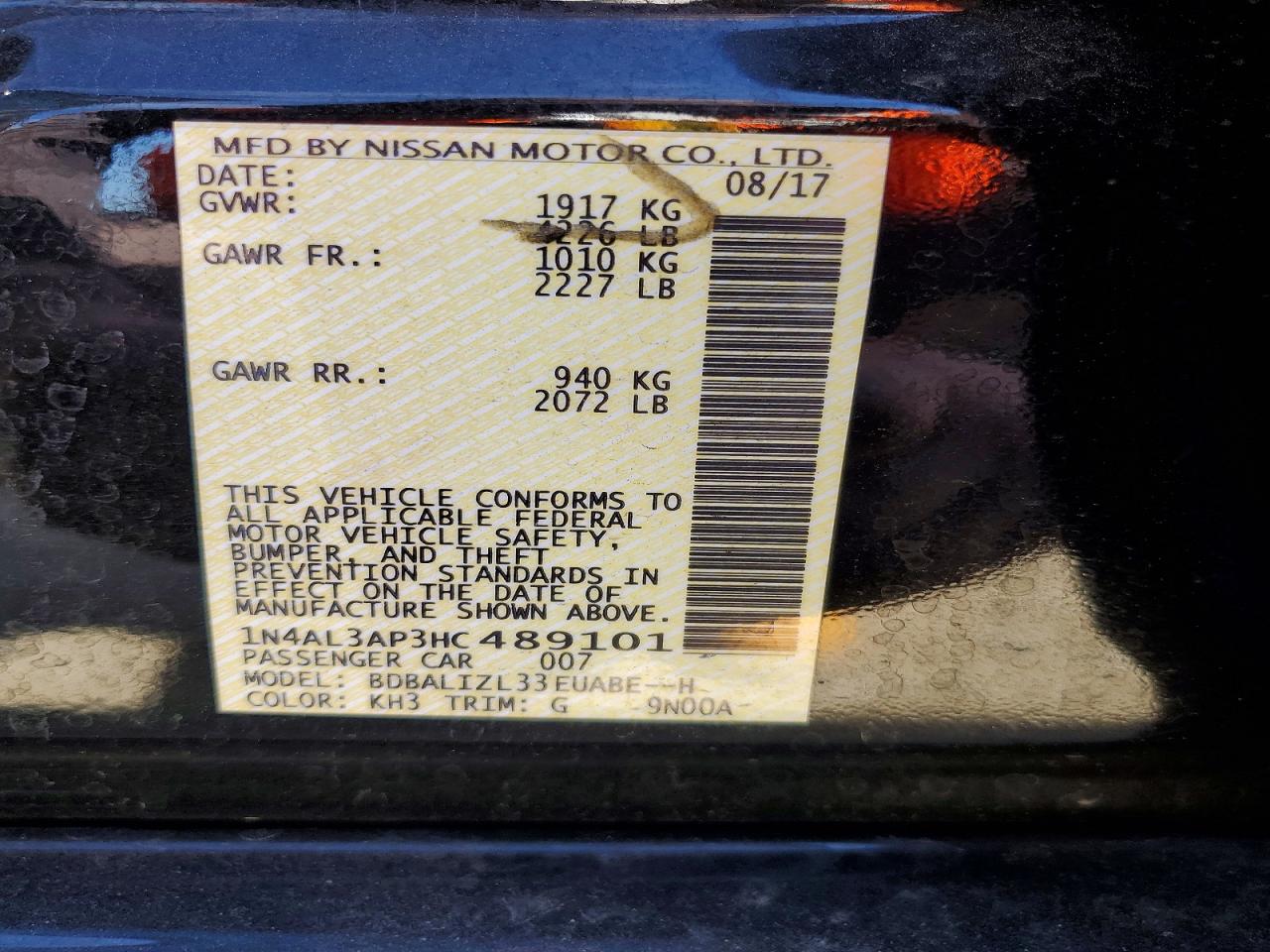 2017 NISSAN ALTIMA 2.5 SV photo 34