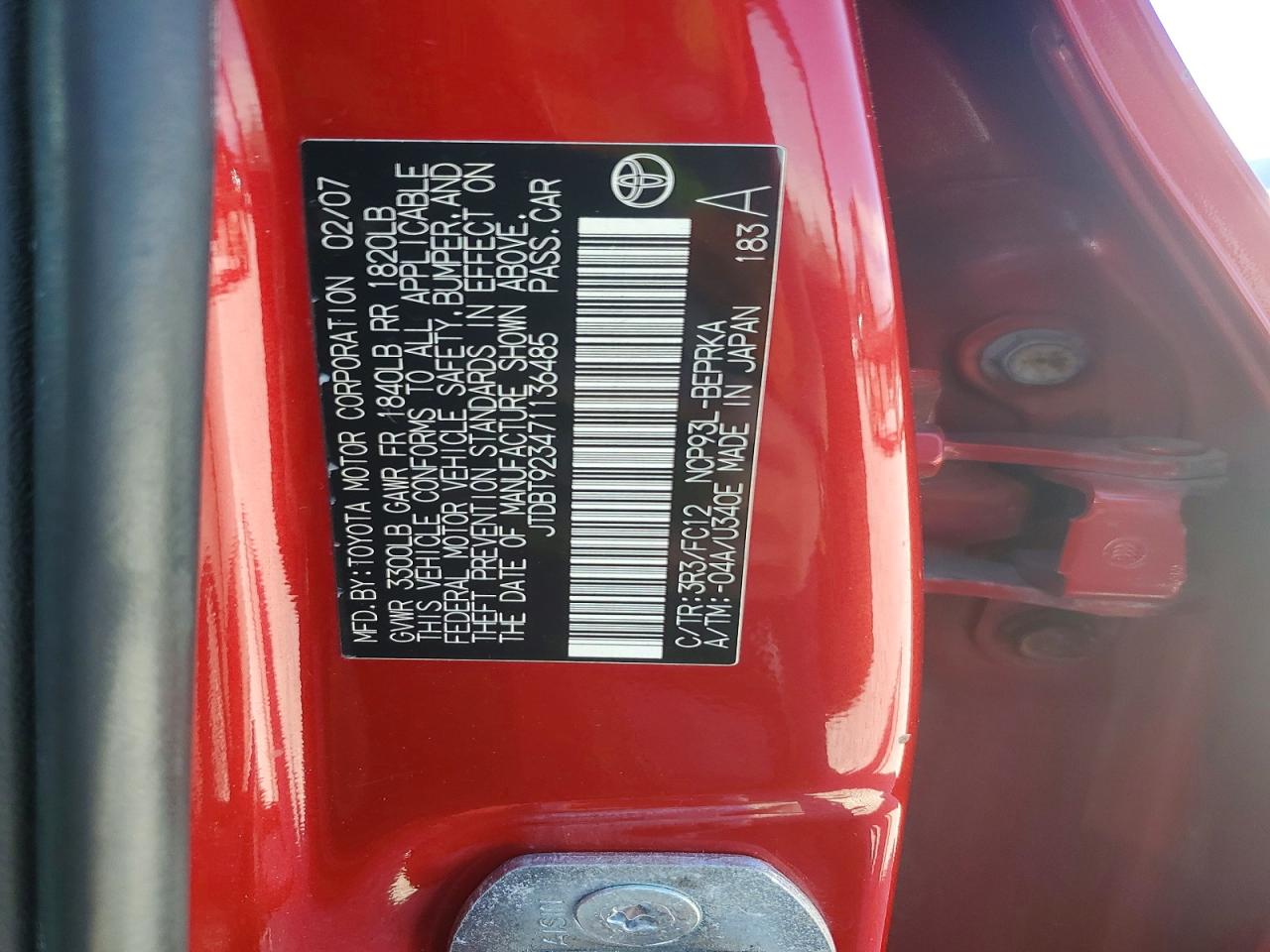 2007 TOYOTA YARIS BASE photo 13