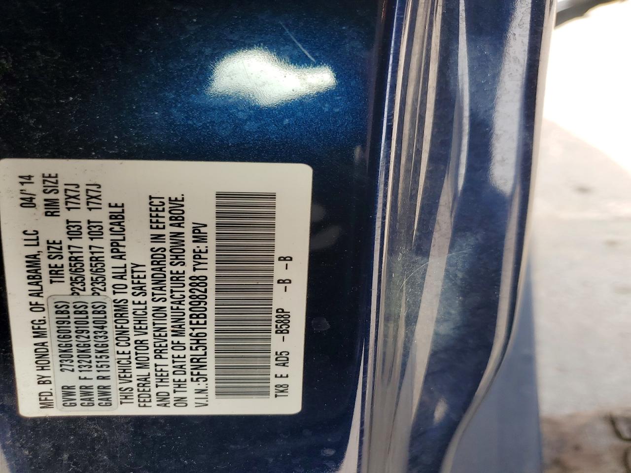 2014 HONDA ODYSSEY EXL photo 25