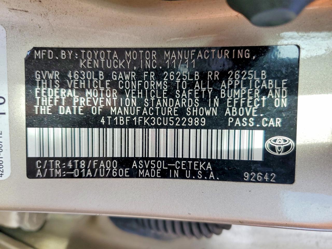 2012 TOYOTA CAMRY photo 23