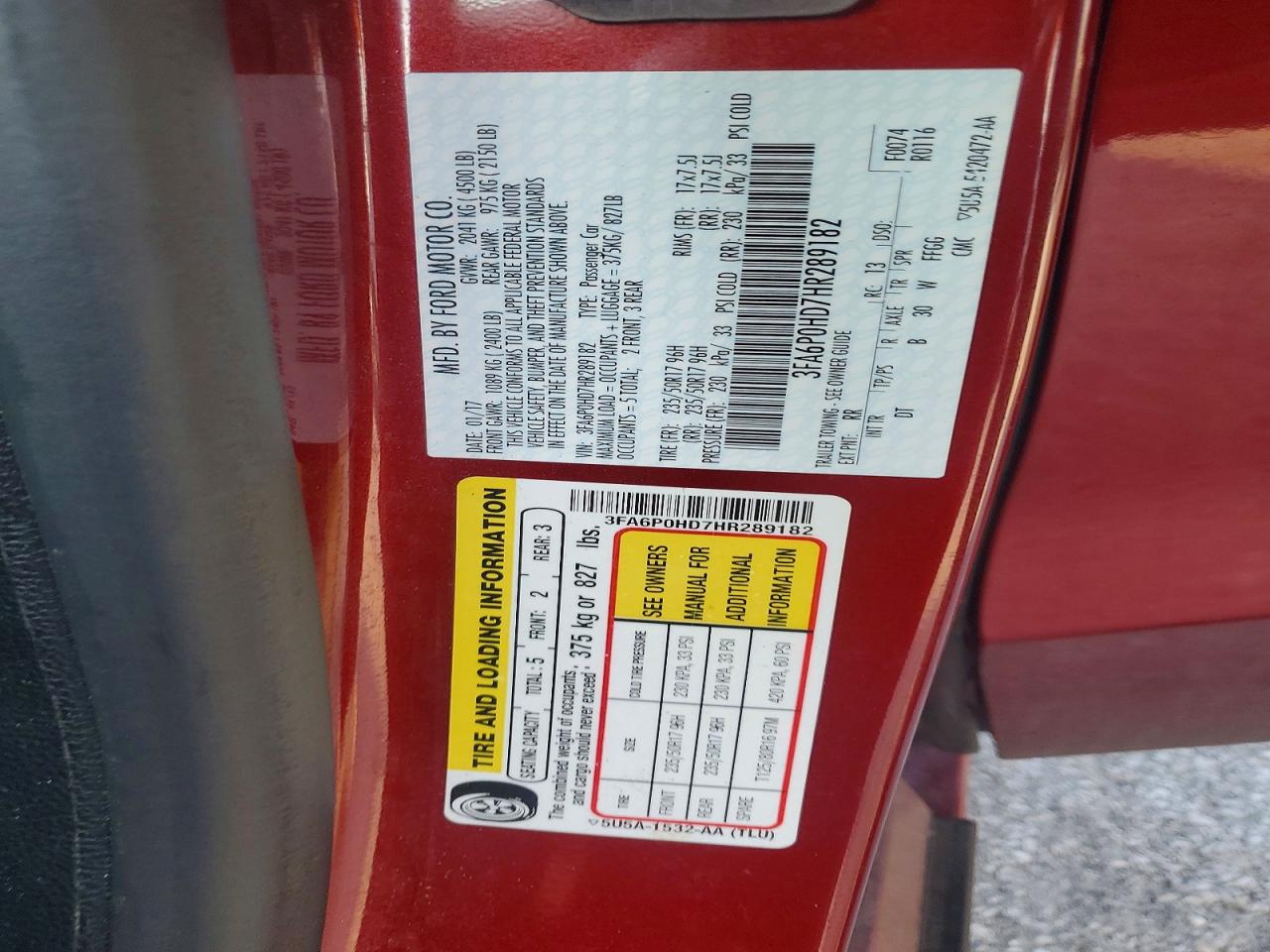 2017 FORD FUSION SE photo 23