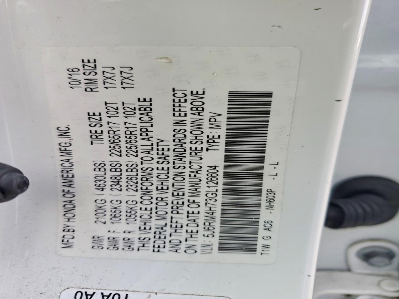 2016 HONDA CR-V EXL photo 37