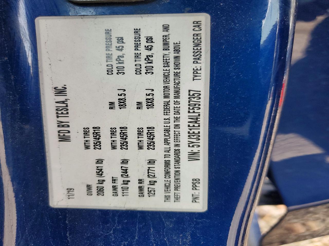 2020 TESLA MODEL 3 photo 13
