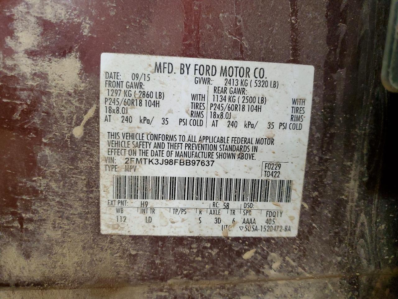 2015 FORD EDGE SEL photo 13