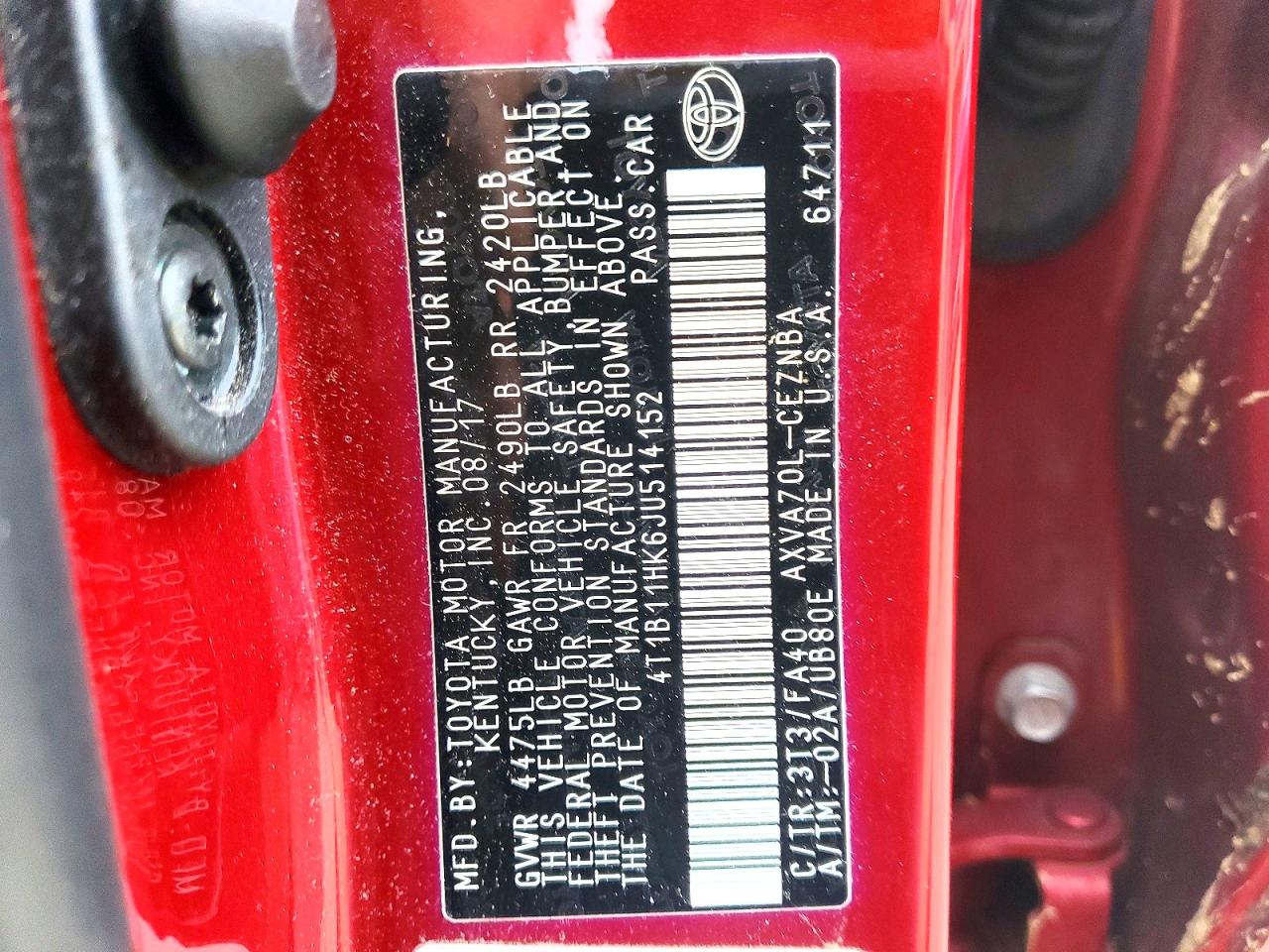 2018 TOYOTA CAMRY LE photo 23