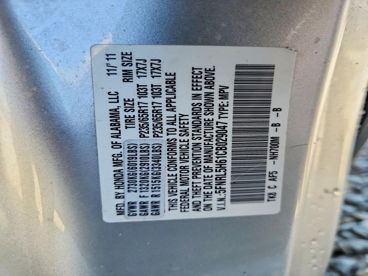 2012 HONDA ODYSSEY EXL photo 13