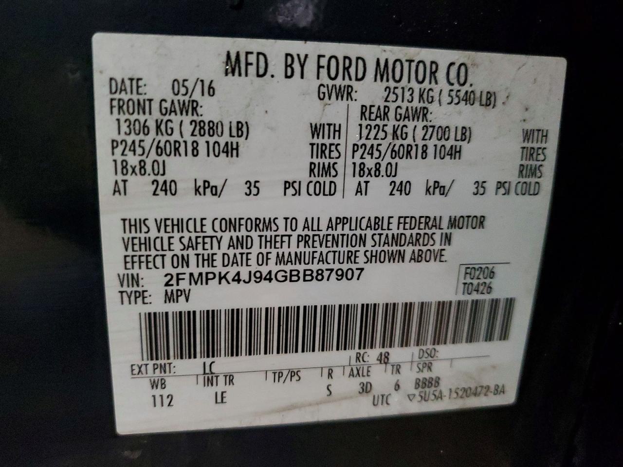 2016 FORD EDGE SEL photo 40