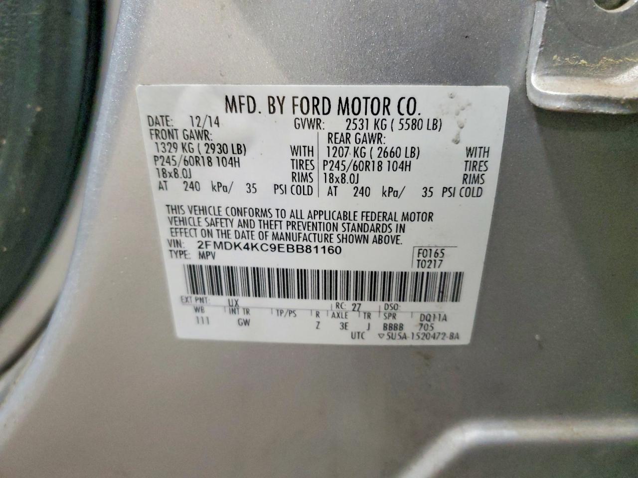 2014 FORD EDGE LIMITED photo 13