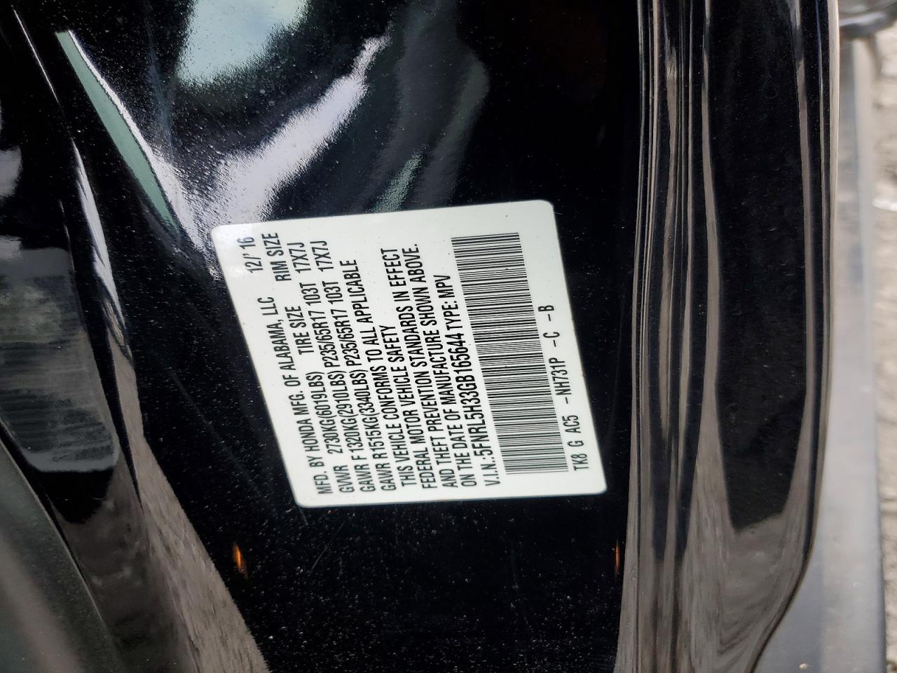 2016 HONDA ODYSSEY SE photo 23