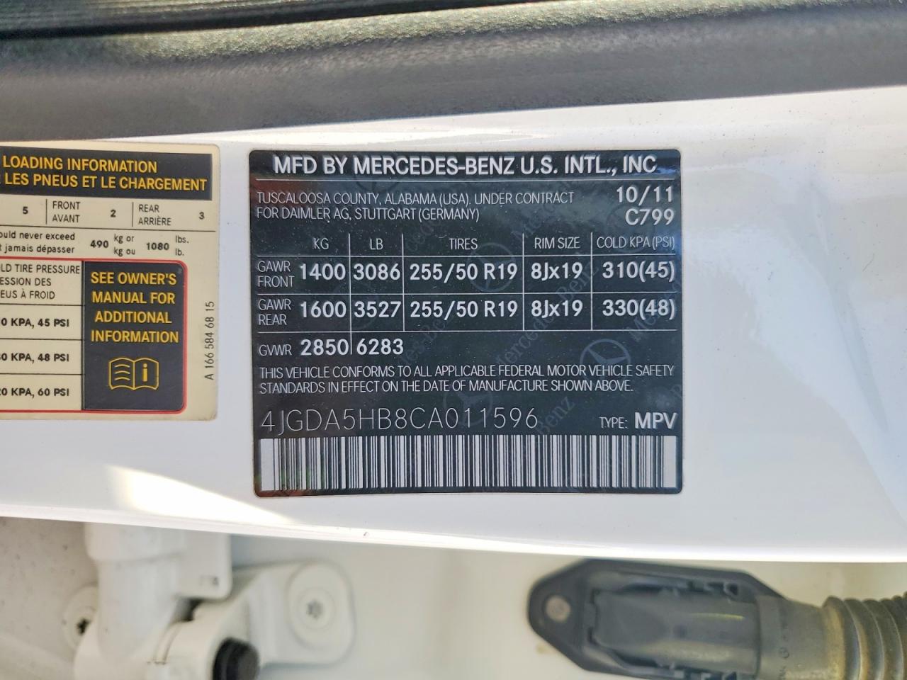 2012 MERCEDES-BENZ ML 350 4MATIC photo 13