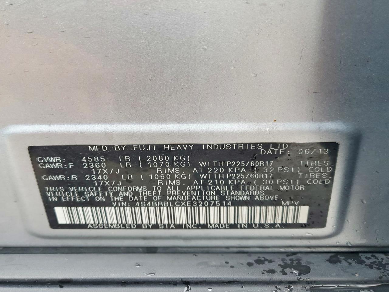 2014 SUBARU OUTBACK 2.5I LIMITED photo 13
