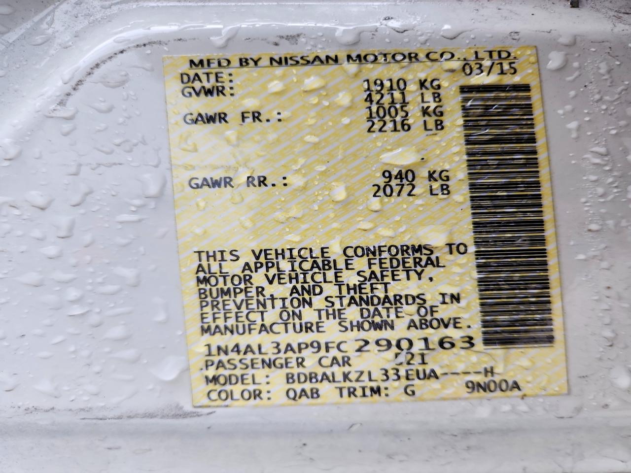 2015 NISSAN ALTIMA 2.5 SV photo 12