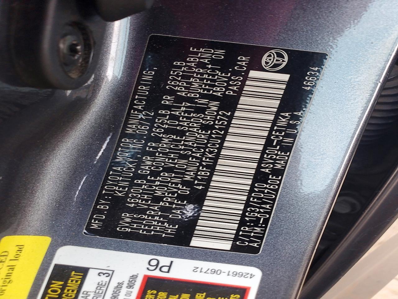 2012 TOYOTA CAMRY LE photo 23