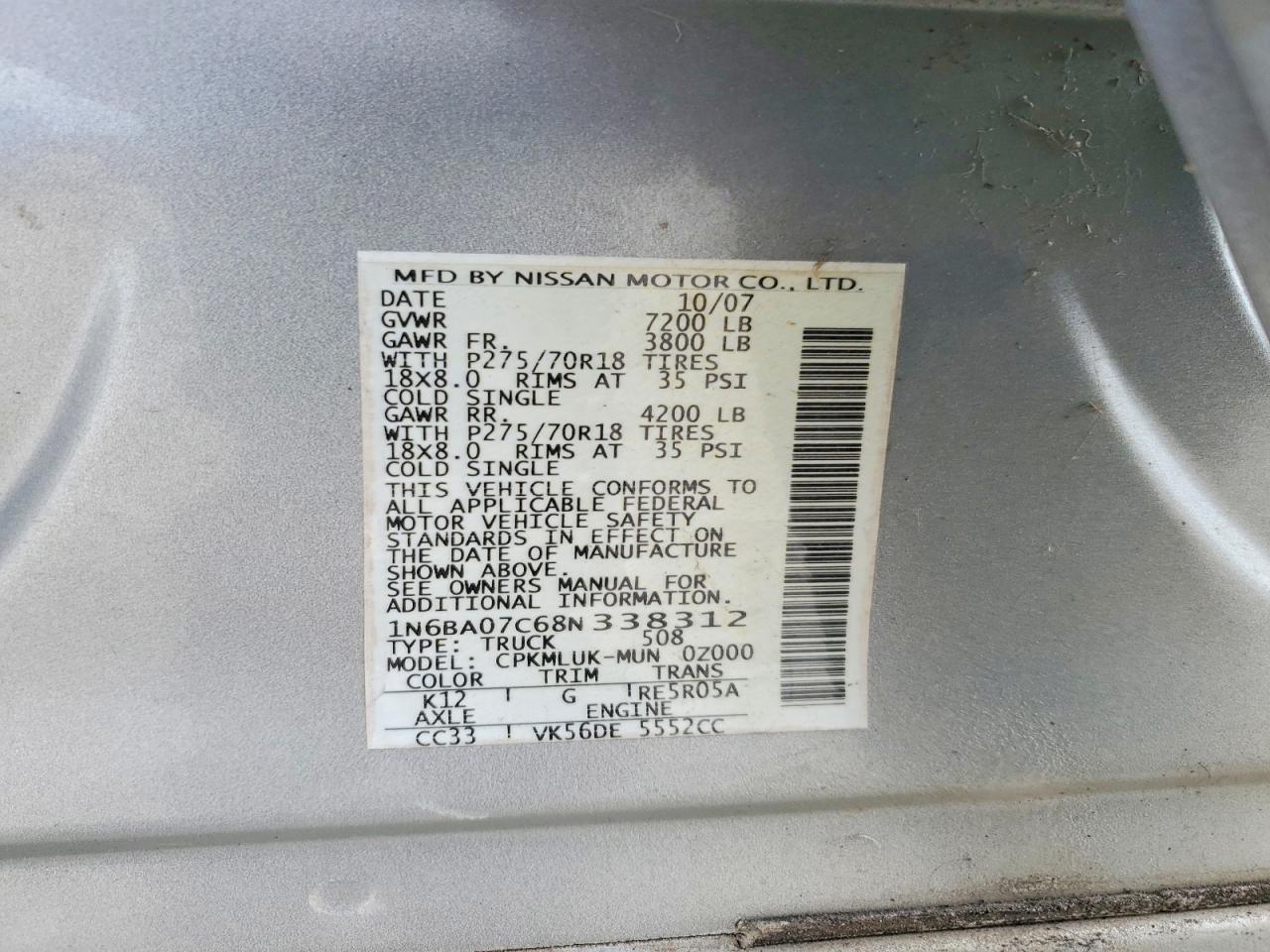 2008 NISSAN TITAN XE FFV photo 23