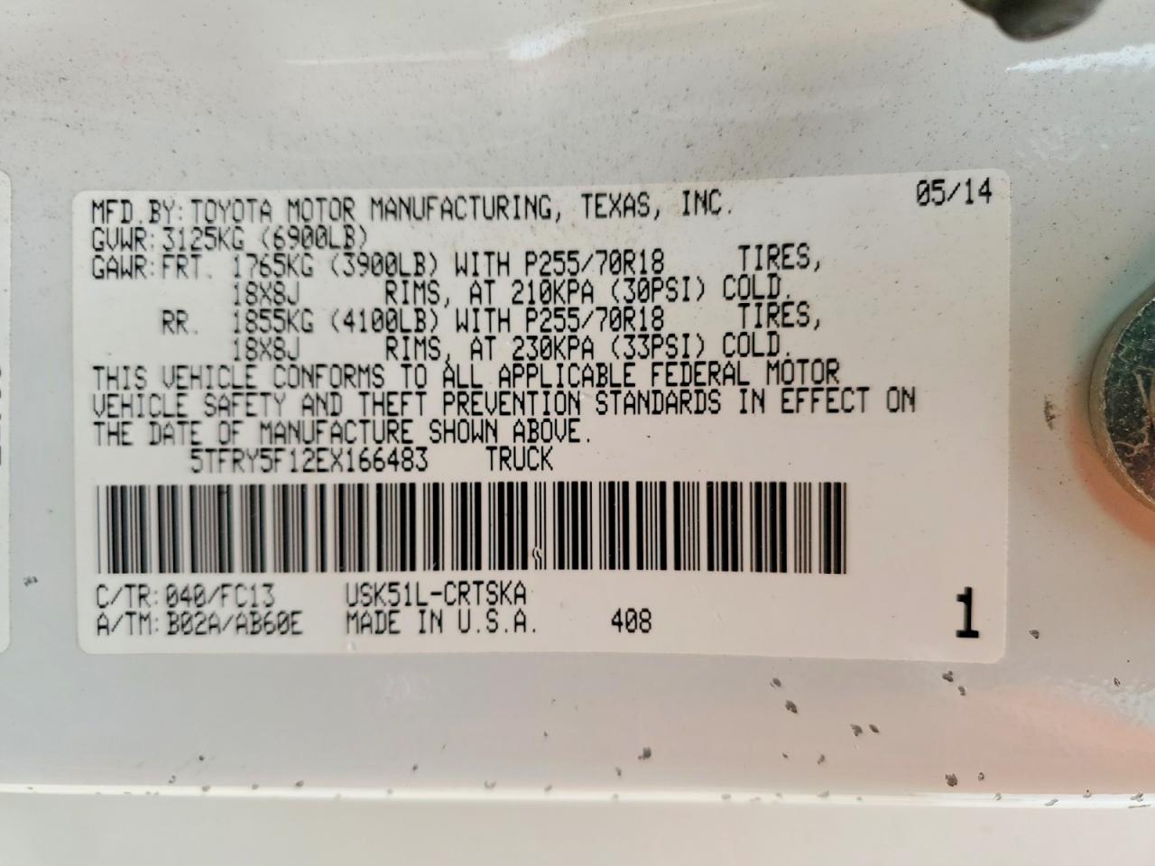 2014 TOYOTA TUNDRA SR5 photo 12