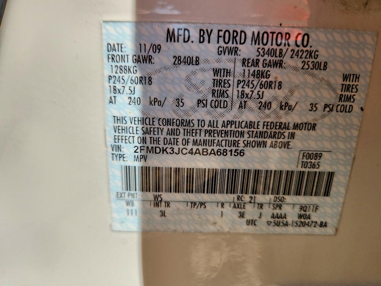 2010 FORD EDGE photo 25