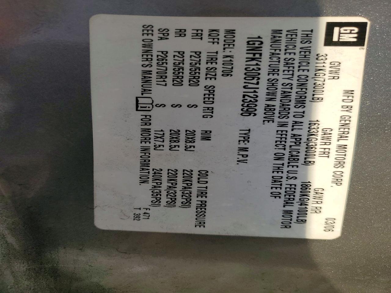 2007 CHEVROLET TAHOE K1500 photo 25
