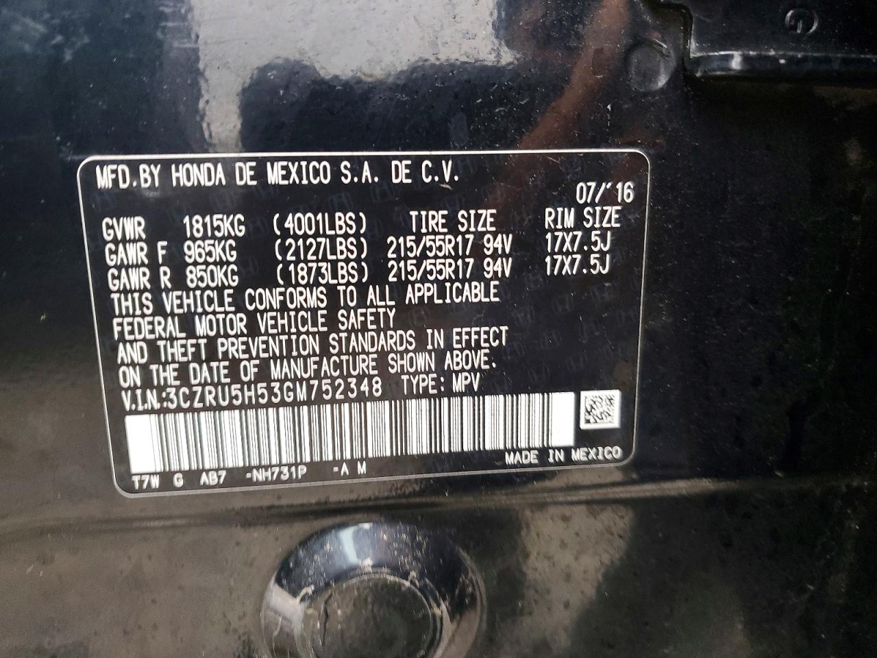 2016 HONDA HR-V EX photo 25
