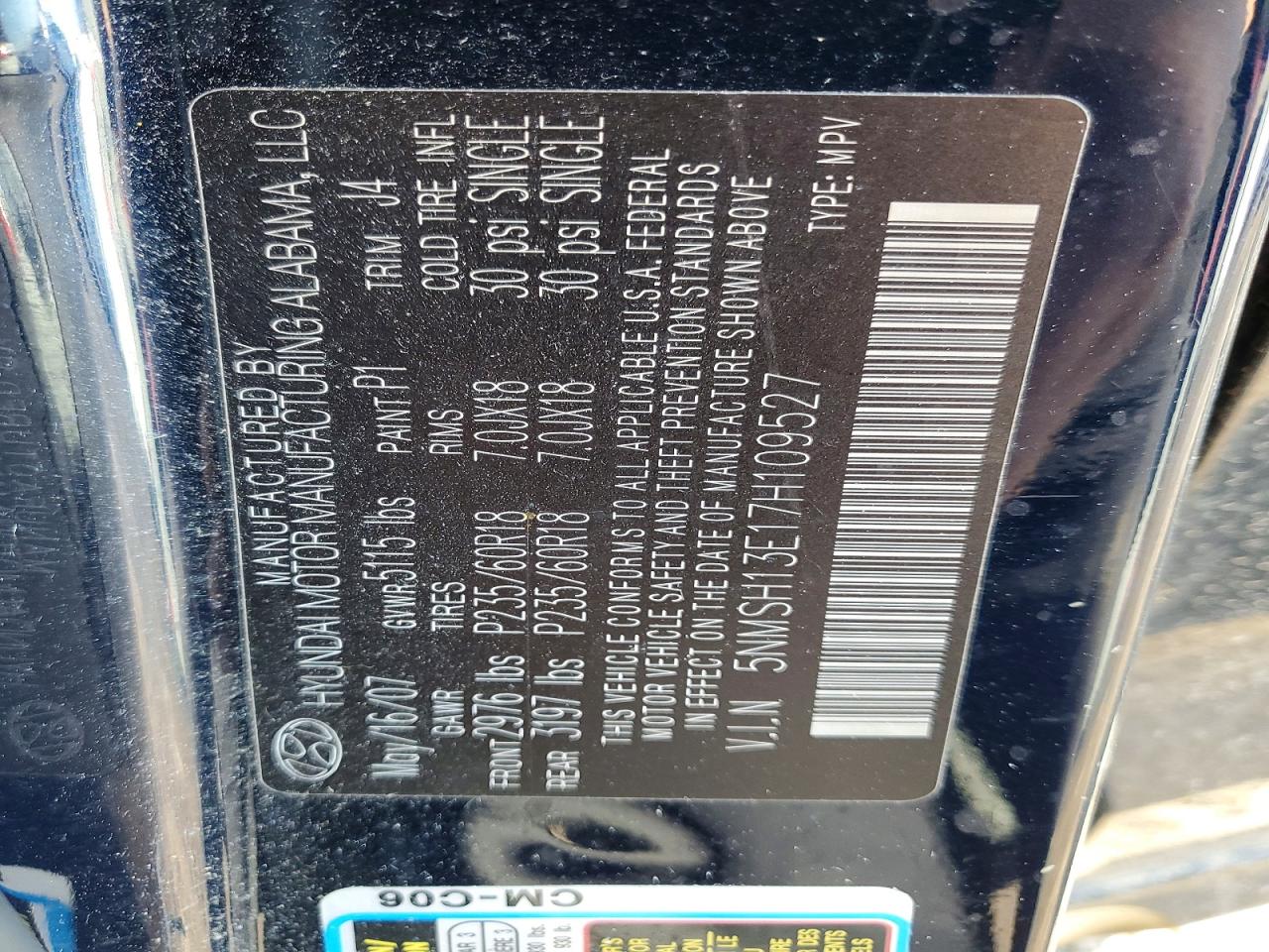 2007 HYUNDAI SANTA FE SE photo 13