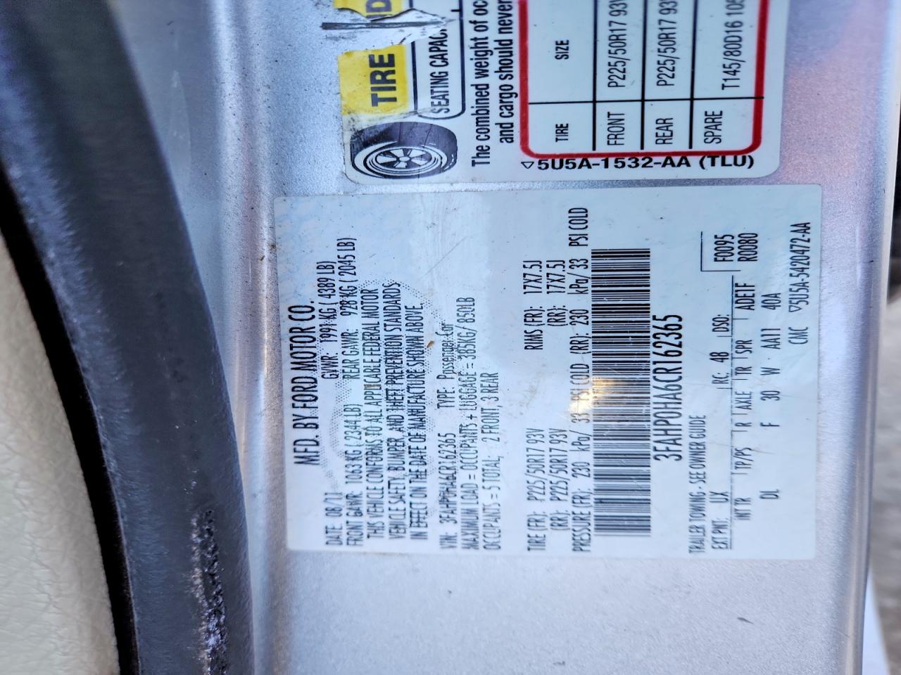 2012 FORD FUSION SE photo 13