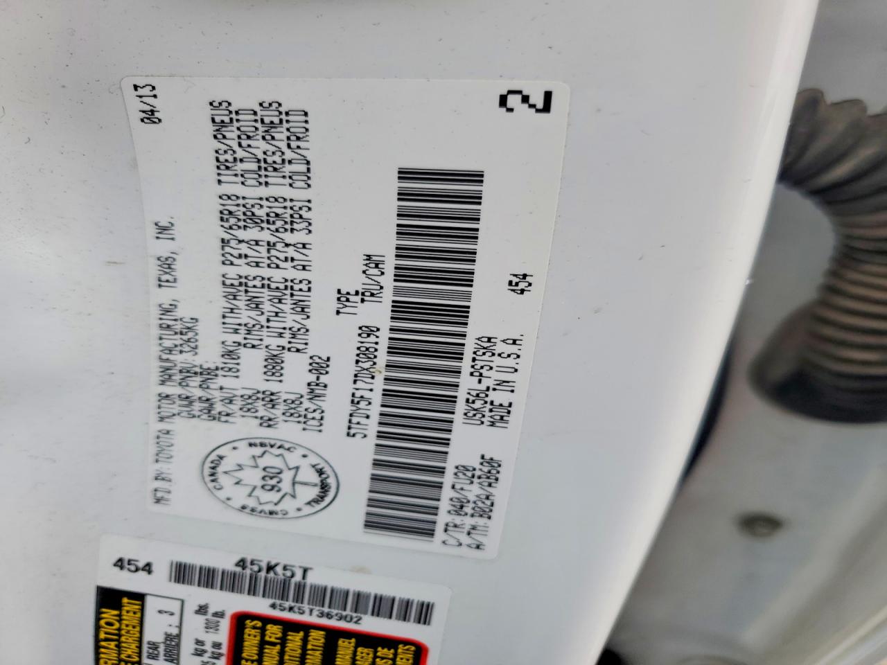 2013 TOYOTA TUNDRA GRADE photo 37