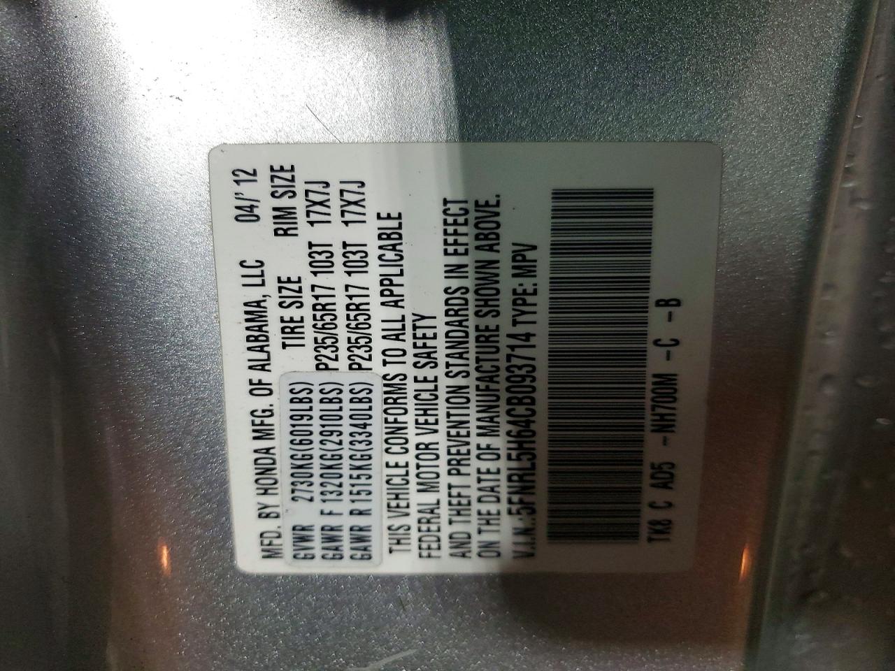 2012 HONDA ODYSSEY EXL photo 13
