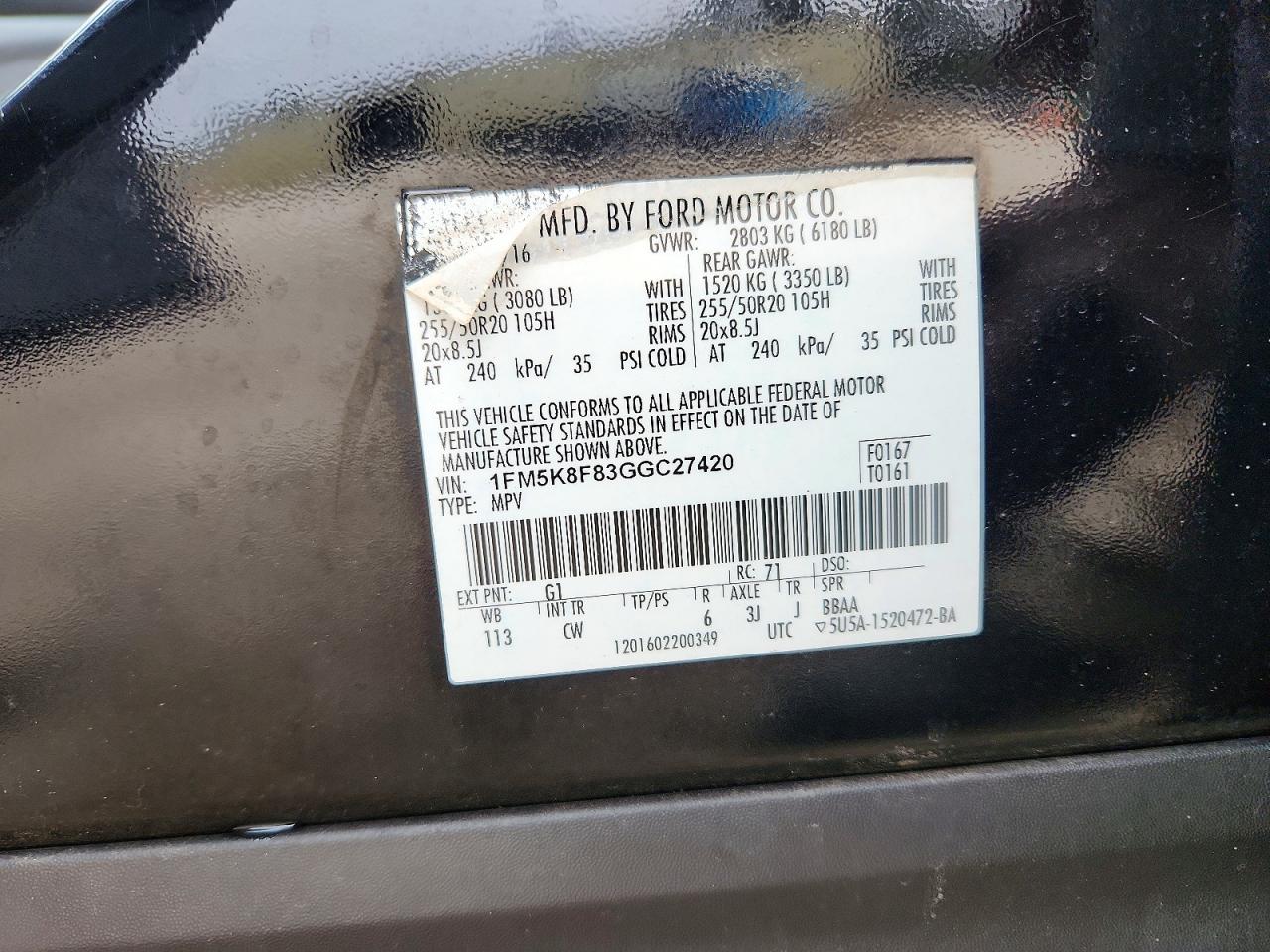 2016 FORD EXPLORER LIMITED photo 25