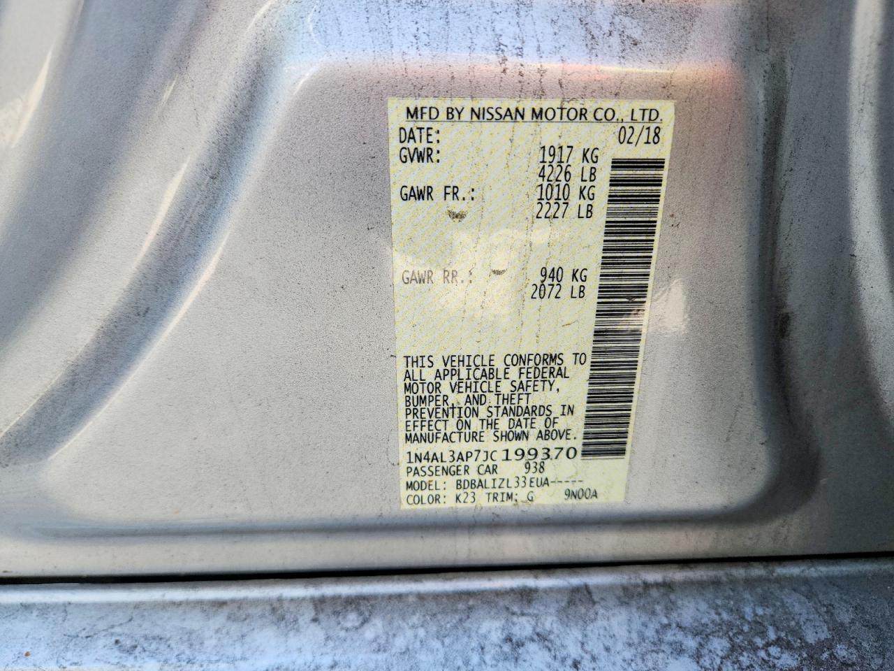 2018 NISSAN ALTIMA 2.5 SV photo 23