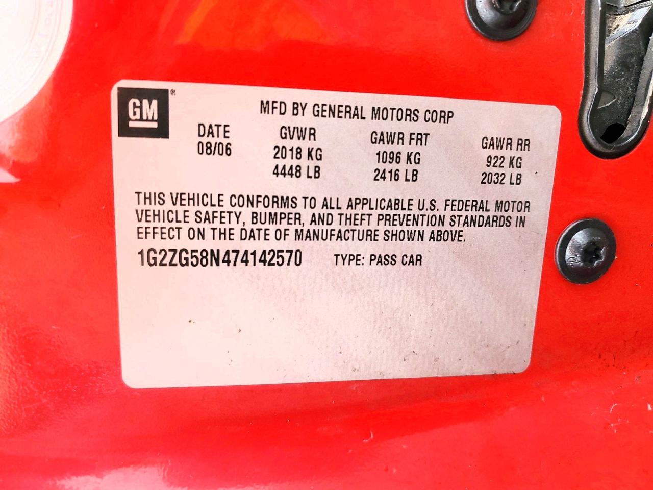 2007 PONTIAC G6 BASE photo 34