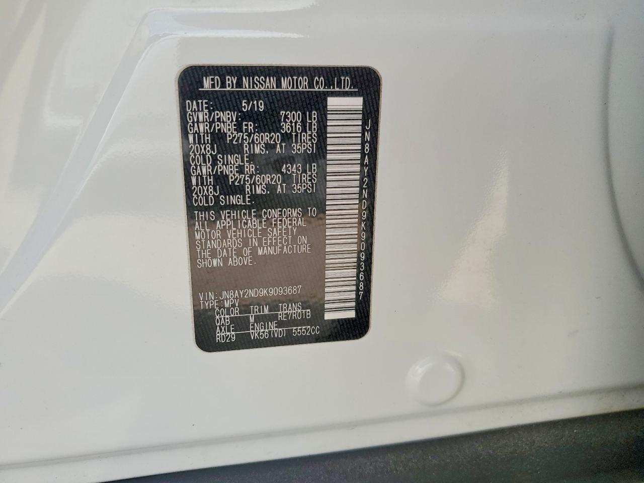 2019 NISSAN ARMADA SL photo 13