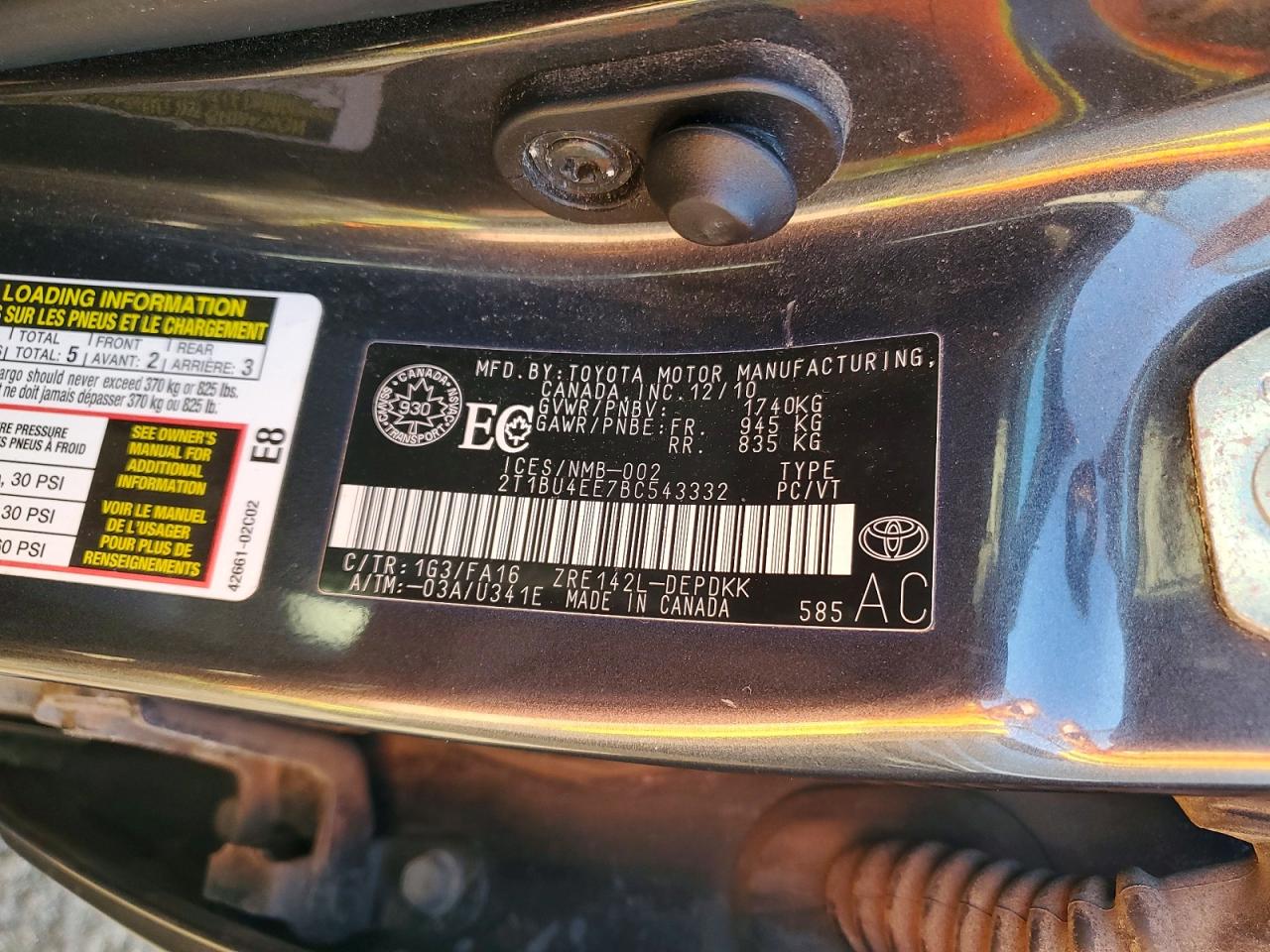2011 TOYOTA COROLLA BASE photo 12