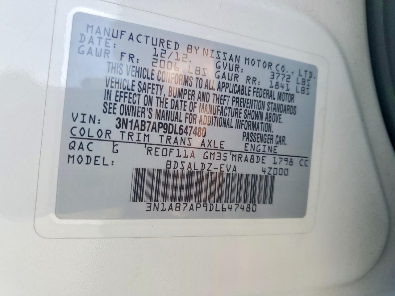 2013 NISSAN SENTRA S photo 12