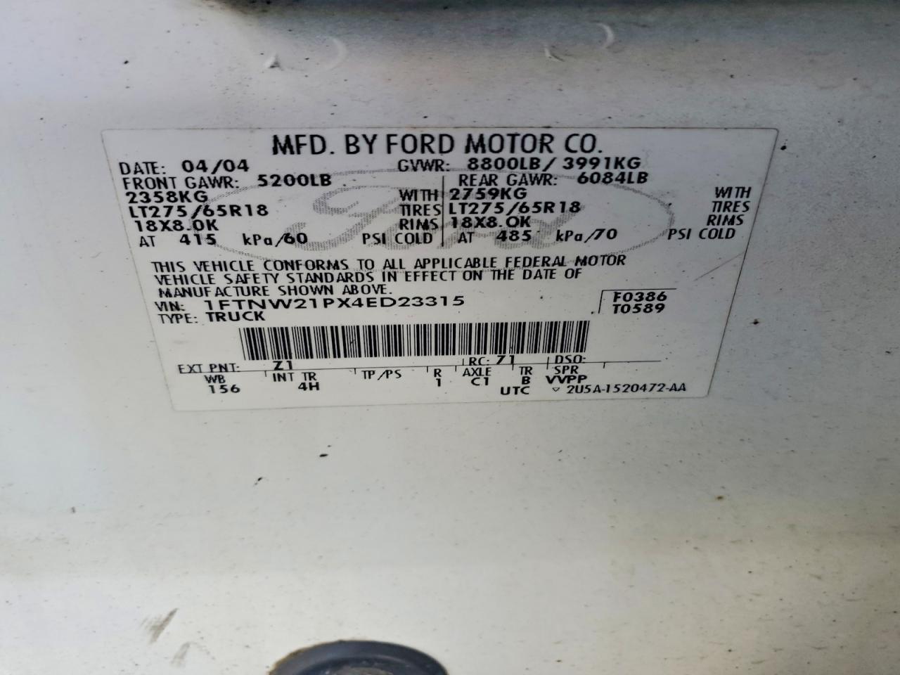 2004 FORD F250 SUPER DUTY photo 23