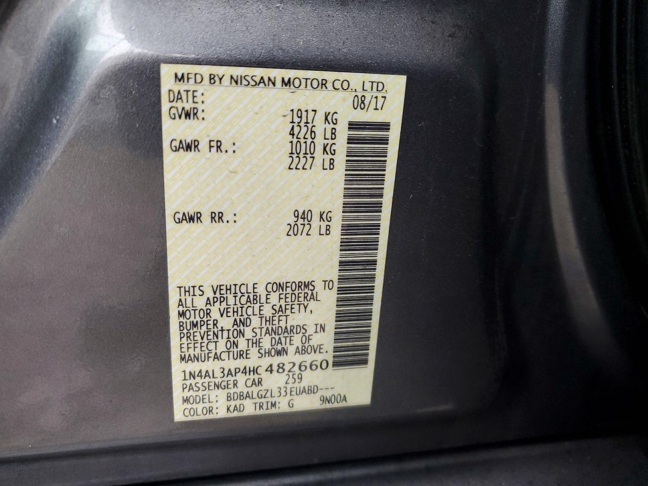 2017 NISSAN ALTIMA 2.5 S photo 34