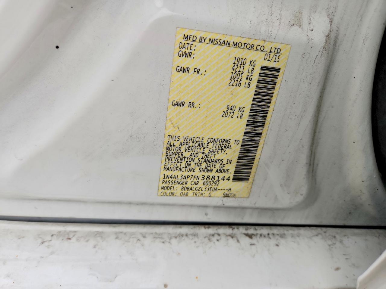 2015 NISSAN ALTIMA 2.5 S photo 23