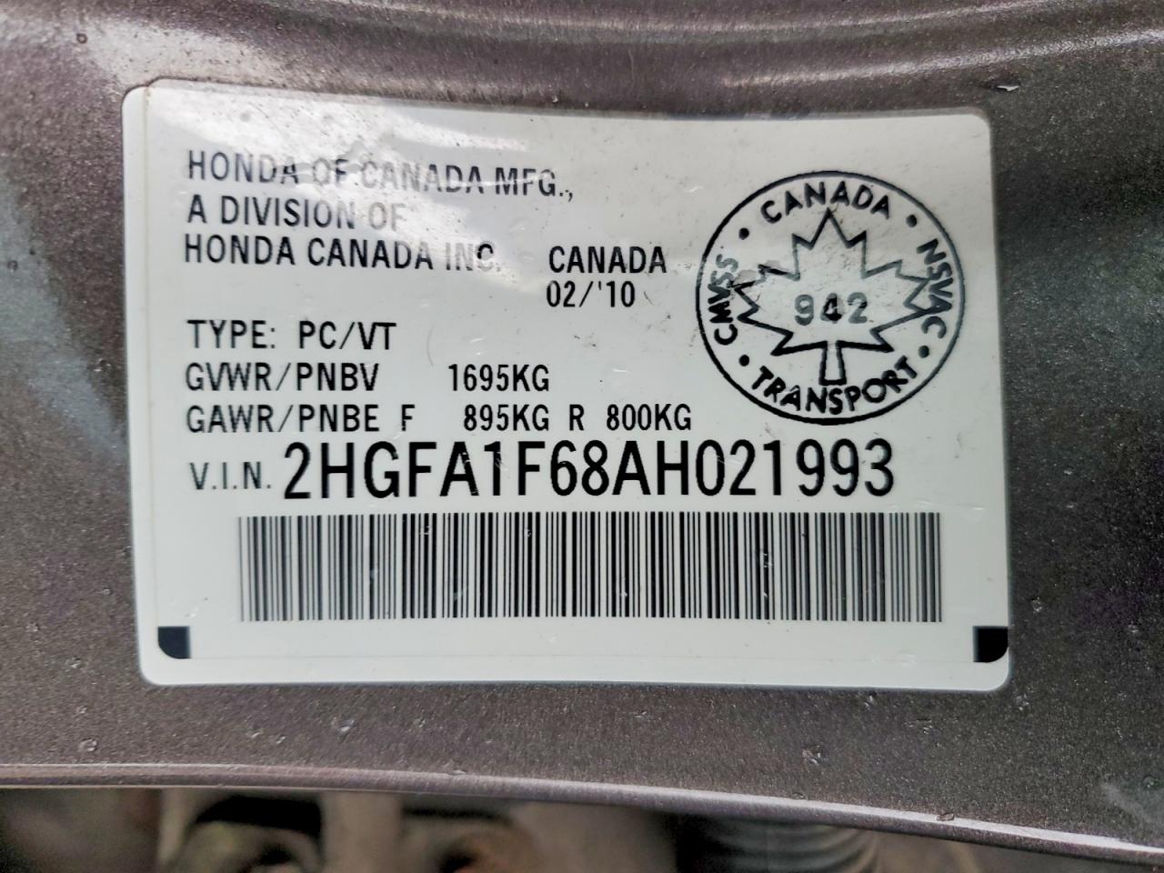 2010 HONDA CIVIC LX-S photo 12