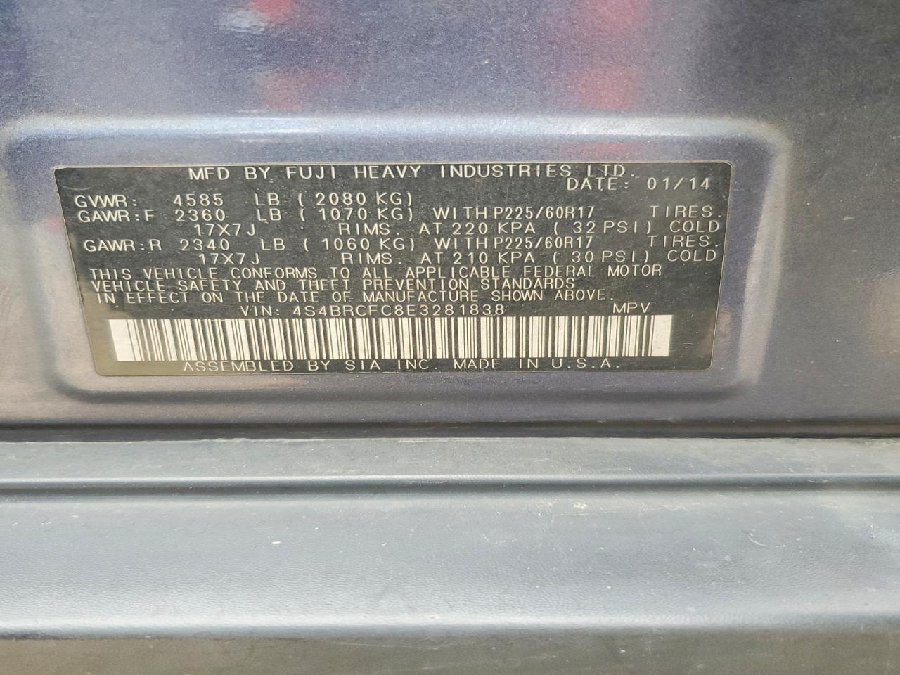 2014 SUBARU OUTBACK 2.5I PREMIUM photo 13