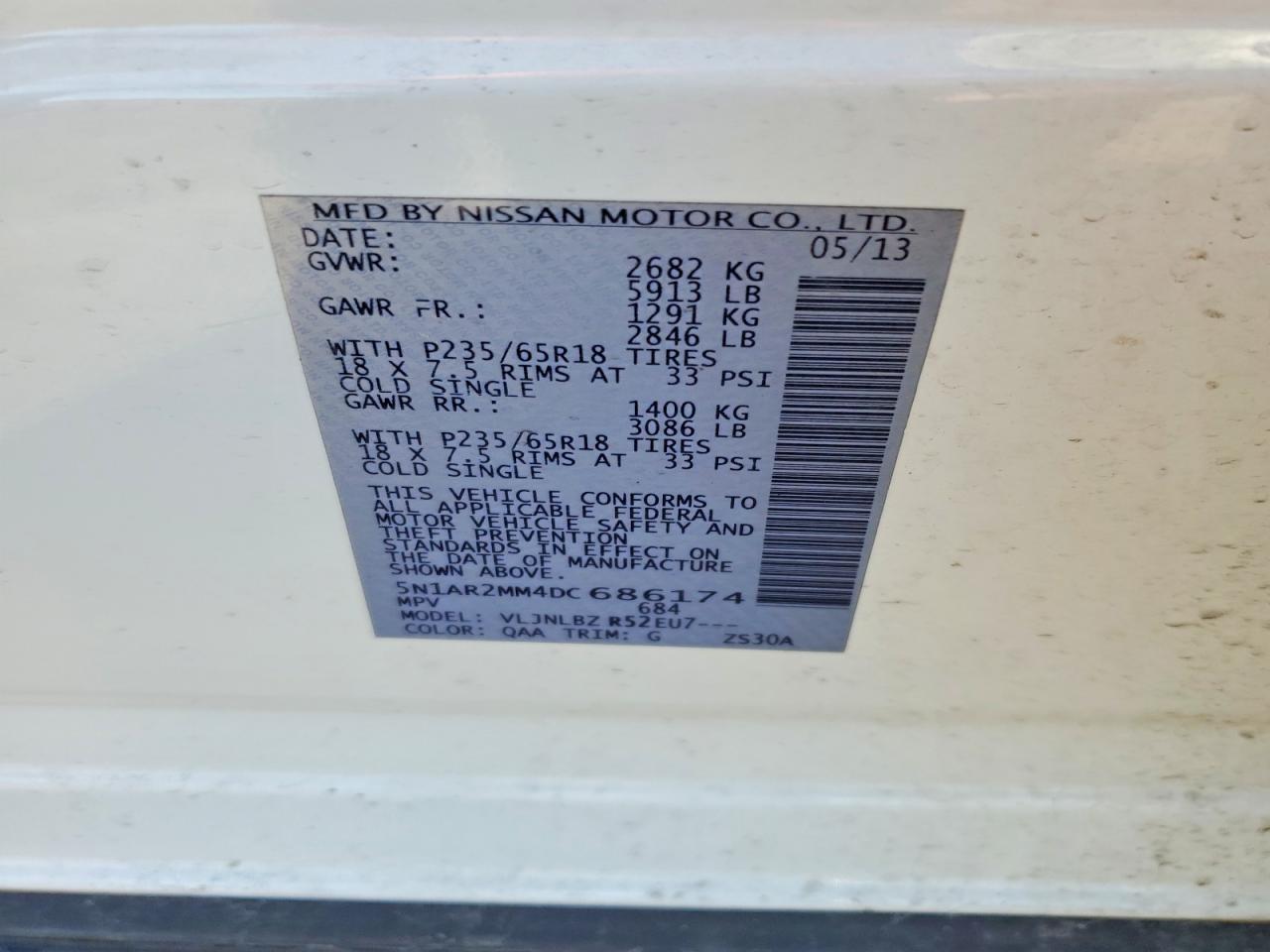 2013 NISSAN PATHFINDER S photo 27