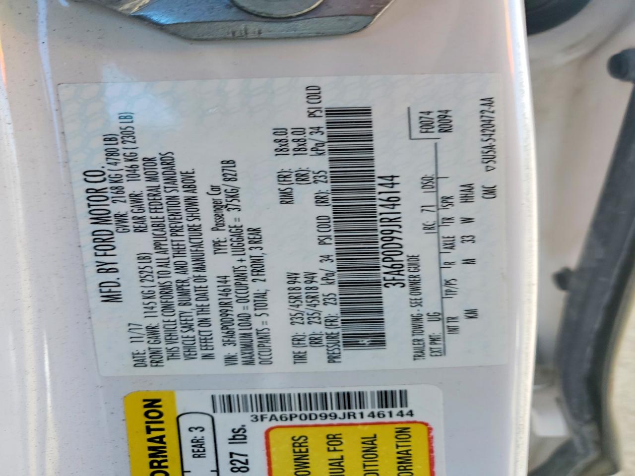 2018 FORD FUSION TITANIUM photo 12
