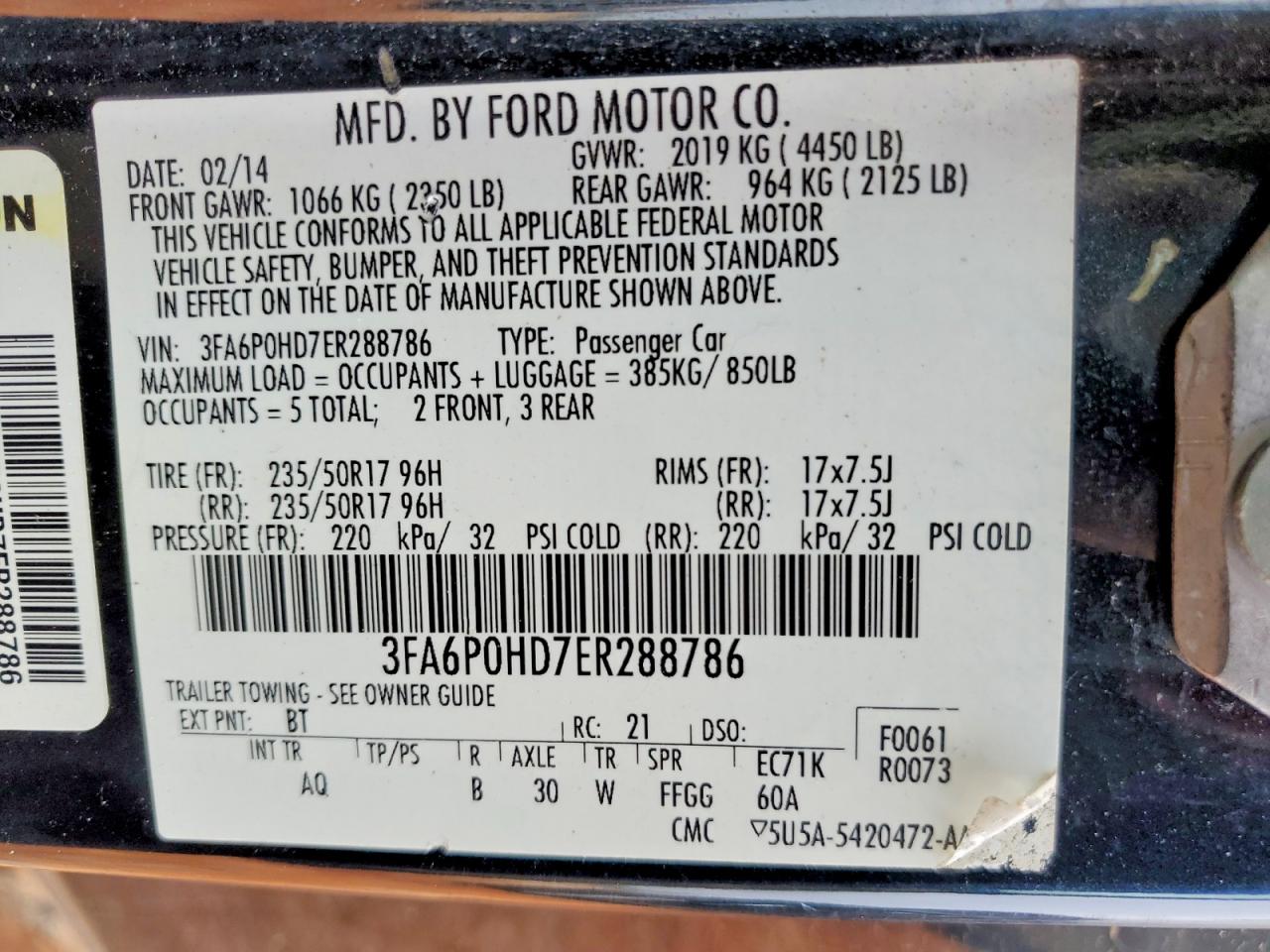 2014 FORD FUSION SE photo 12