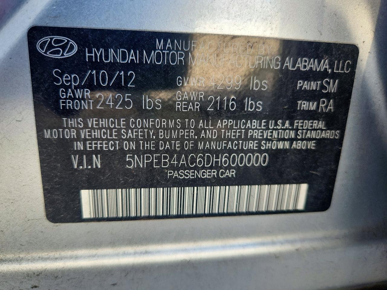 2013 HYUNDAI SONATA GLS photo 25