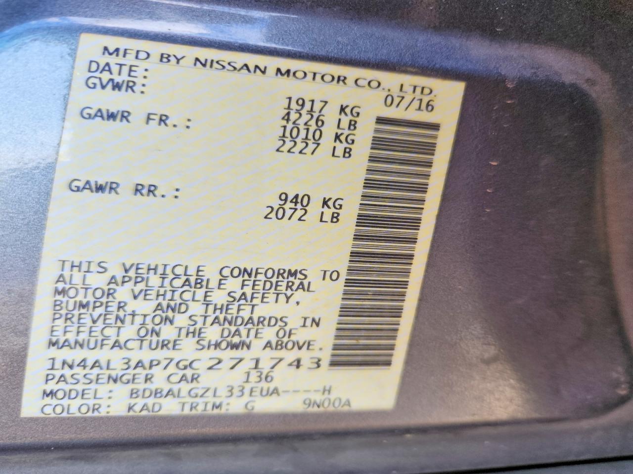 2016 NISSAN ALTIMA 2.5 S photo 25