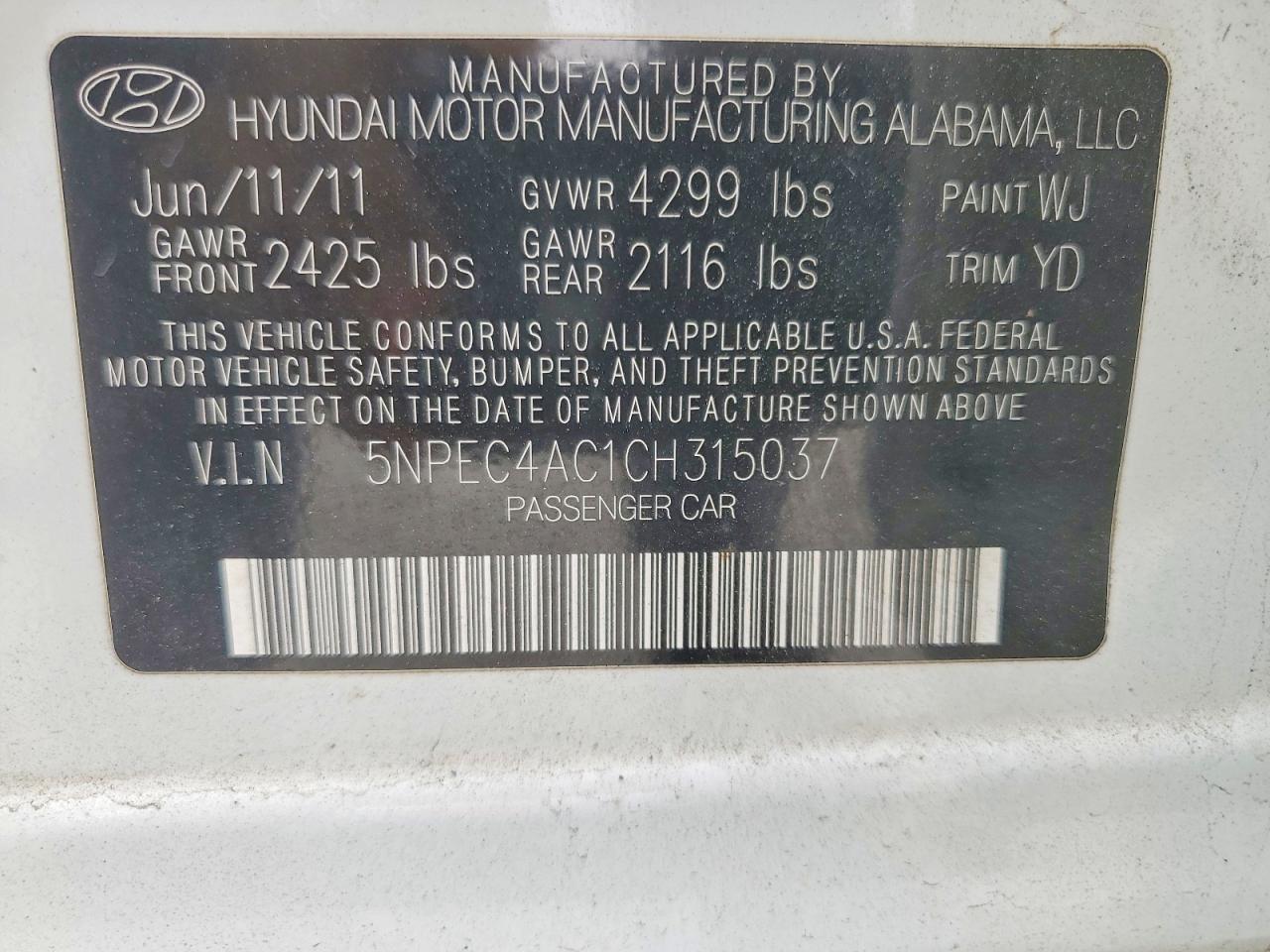 2012 HYUNDAI SONATA LIMITED photo 12
