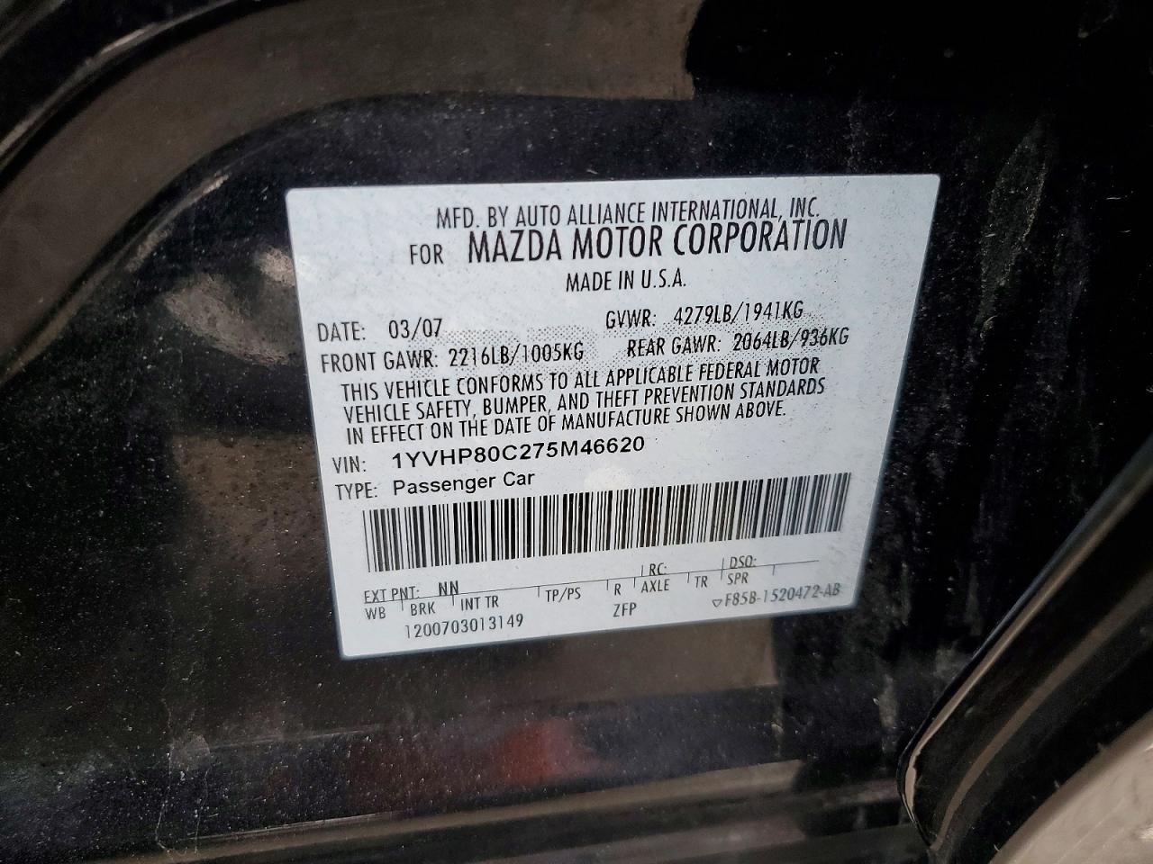 2007 MAZDA 6 I photo 37