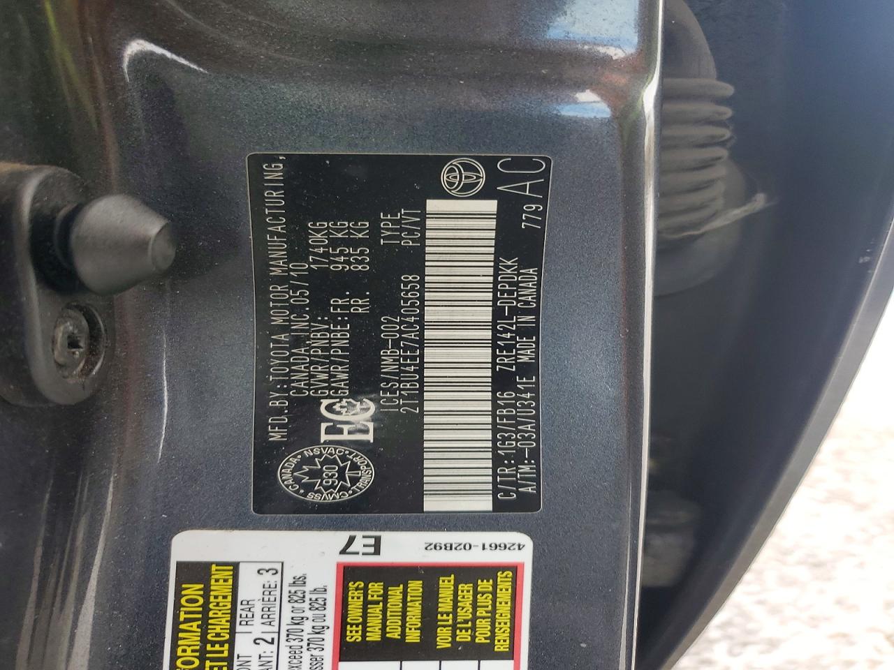 2010 TOYOTA COROLLA BASE photo 34